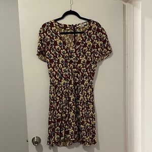 Madewell Floral Print V-Neck Dress